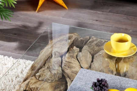 Salontafel Vierkant Drijfhout met glasplaat 100 cm - Img 3