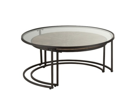 Salontafels Rond Metaal Zwart Set Van 2 - Img 2