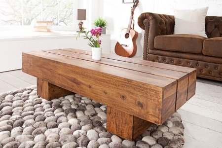 Solide design salontafel BOLT 100 cm Sheesham steen afwerking - Img 5