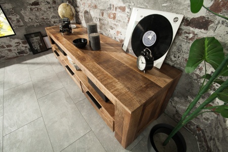 Tv meubel Massief Mangohout IRON Tv kast 170 cm met 3 lades - Img 5