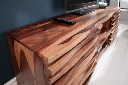 Tv Meubel massiev sheeshamhout RELIEF 150 cm met een uitgewerkte voorkant - Img 2