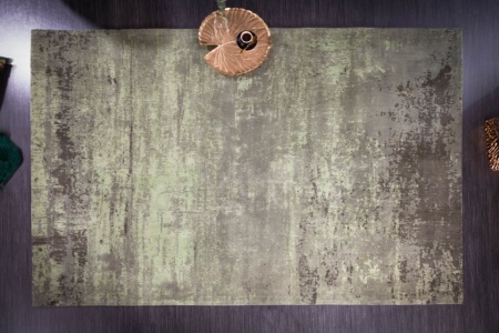 Vintage vloerkleed 240x160cm groen verwassen gebruikte look - Img 4