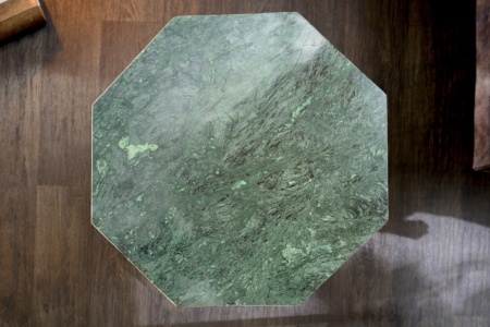 Abstracte bijzettafel DIAMOND 50cm groen marmer messing metaal - Img 4