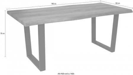 Boomstam Acacia Look eettafel 180cm met zwarte metalen onderstel - Img 8