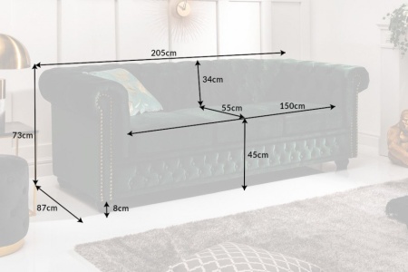 Chesterfield 3-zitsbank 205 cm fluweelgroen fluweel met knoopsluiting en veerkern - Img 2