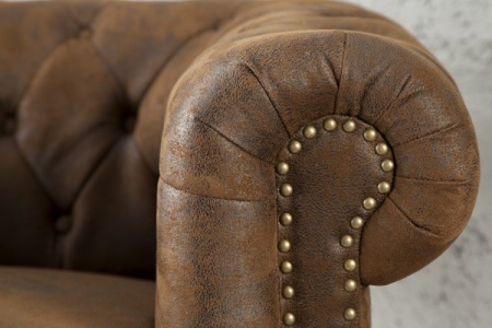 Chesterfield fauteuil 110cm antiek bruin met knoopsluiting en veerkern - Img 7