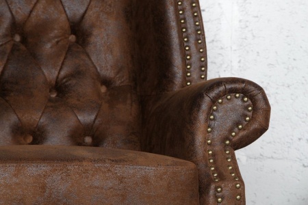 Chesterfield fauteuil antiek bruin - Img 4