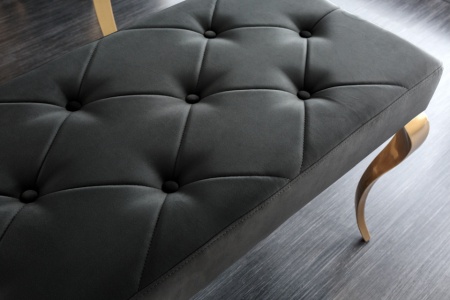 Design bank MODERN BAROK 175cm zwart fluweel goud roestvrij staal - Img 4