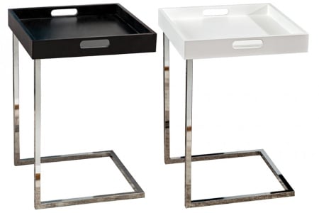 Design bijzettafel CIANO 40cm zwart chromen dienbladtafel - Img 8