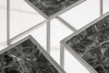 Design bijzettafel set van 3 ELEMENTS 40cm zwart glazen blad in marmerlook - Img 6