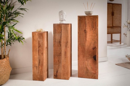 Design deco pilaar set van 3 MAKASSAR 80 cm handgemaakt mangohout - Img 4