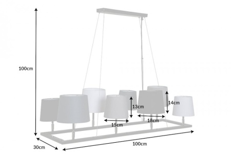 Design hanglamp LEVELS III 100cm zwart grijs met 8 lampenkappen - Img 2