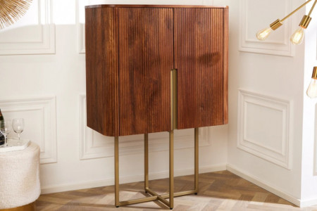 Design highboard GATSBY 125 cm bruin mat goud mangohout retro