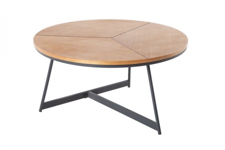 Design Ronde salontafel 80cm eiken zwart metalen frame - Img 7