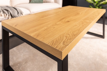 Design salontafel eiken look 120 cm zwart metalen frame - Img 3