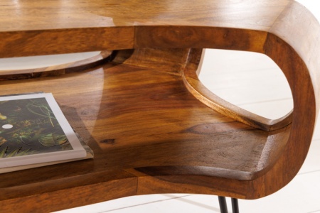 Design salontafel ORGANIC LIVING 100cm Sheesham stone finish massief hout handgemaakte Hairpin Legs - Img 8