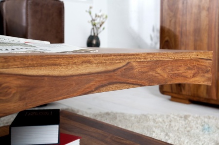Edele salontafel CUBUS 118 cm sheesham palissander hout steen afwerking - Img 5