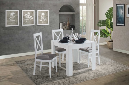 Eettafel 90x90 verlengbaar naar 180cm in hoogglans wit-wit - Img 5
