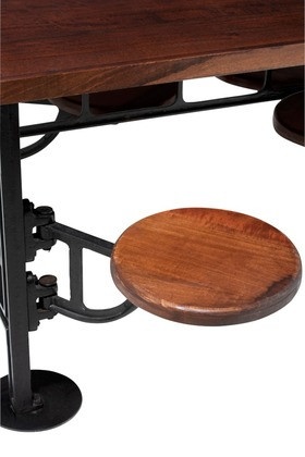 Eettafel Mangohout 4 Draai Stoelen Metaal Zwart Hout Bruin 130cm - Img 6