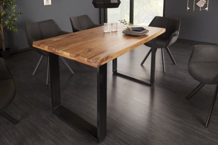 Eettafel massief Sheeshamhout 140 cm industrieel design - Img 3