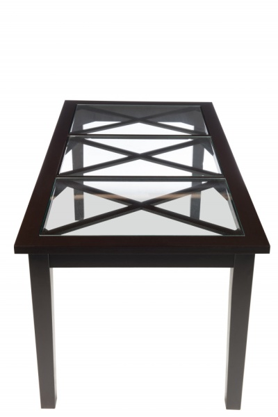 Eettafel Zwart Hout,Glas Rechthoek 180cm 3 Kruisen - Img 3