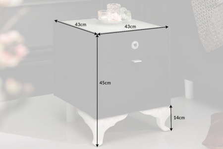 Elegant nachtkastje VERSAILLES 43cm zwart fluweel met lade indirecte verlichting - Img 2