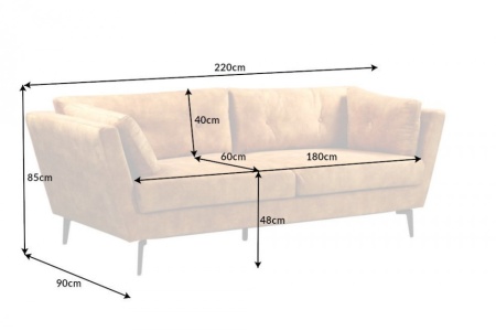 Elegante 3-zits bank MARVELOUS 220 cm antiek roestbruin fluweel 3-zits bank inclusief kussens - Img 2