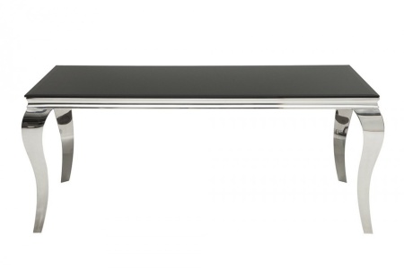 Elegante design eettafel MODERN BAROQUE 180 cm zwart roestvrijstalen opaal glazen tafelblad - Img 6