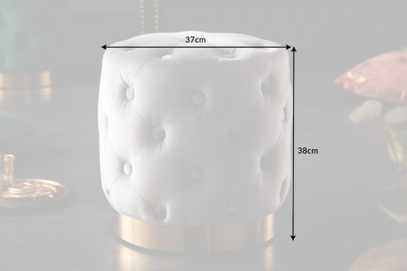 Elegante kruk MODERN BAROK 37 cm edelgrijs goud fluweel - Img 6