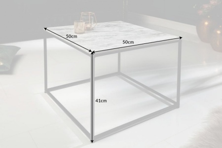 Elegante salontafel ELEMENTS 50cm wit met een gepolijst marmeren blad - Img 3