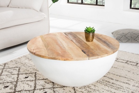 Elegante salontafel INDUSTRIAL STORAGE 70 cm mangohouten planken wit - Img 3