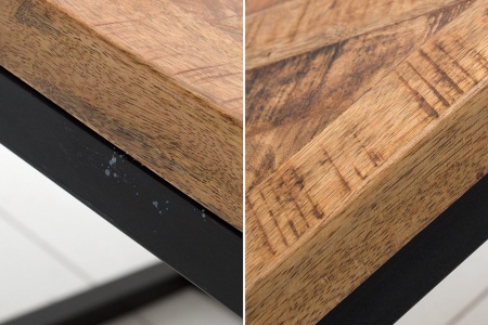 Elegante salontafel INFINITY HOME 100 cm natuurlijk mangohout met visgraatpatroon - Img 7