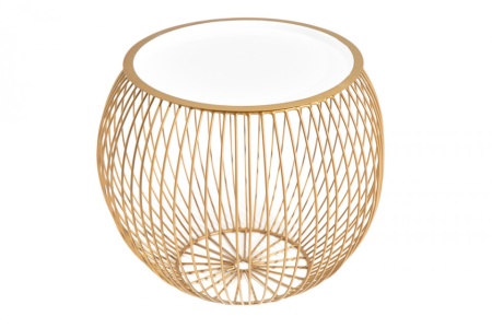 Elegante salontafel STORAGE 41 cm goud witte opbergmand met dienblad - Img 8