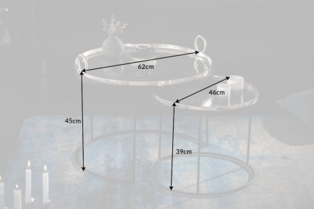 Elegante set van 2 salontafels ELEMENTS 62 cm zilver met afneembaar tafelblad - Img 2
