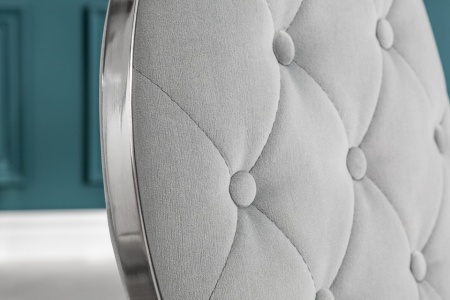 Elegante stoel MODERN BAROK edelgrijs fluweel met knopen roestvrijstalen poten - Img 7
