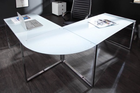 Exclusief design hoekbureau 180 cm glas wit - Img 6