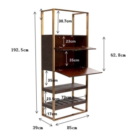 Exclusieve Barkast Osaka 192cm hoog met messing goud - Img 8