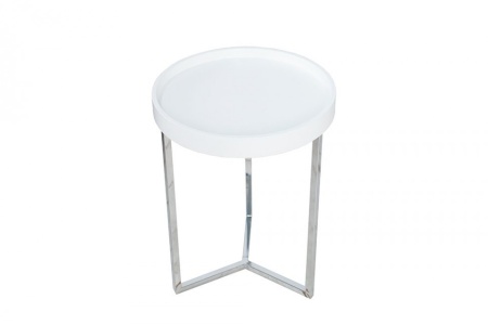Extravagante bijzettafel MODULAR 40cm wit chroom rond incl. Dienblad - Img 7