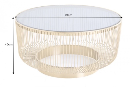 Filigraan design salontafel VARIATION 80cm goud zwart glas handwerk - Img 2