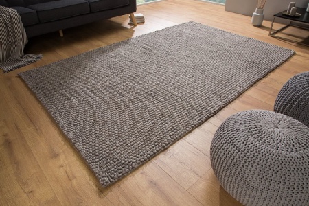 Handgemaakt vloerkleed WOOL 240x160cm antraciet bruin gemaakt van wol - Img 3