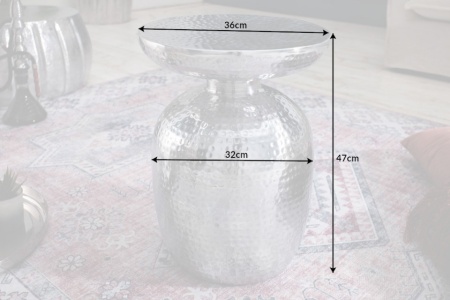 Handgemaakte bijzettafel 36 cm zilver hamerslag design - Img 2