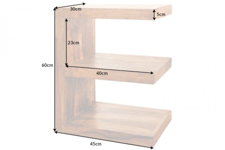 Handgemaakte bijzettafel E 60cm massief sheeshamhout variabel verstelbaar - Img 2