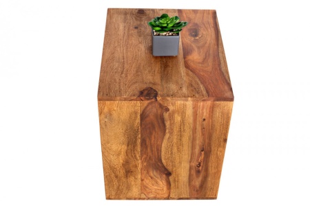 Handgemaakte bijzettafel MAKASSAR 45cm plank met Sheesham steenafwerking - Img 4