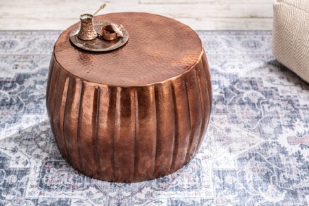 Handgemaakte salontafel MARRAKESCH 55cm koper met gehamerd design - Img 2