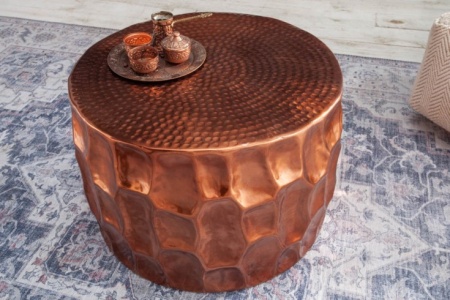 Handgemaakte salontafel ORGANIC ORIENT 53cm koper gehamerd design - Img 2