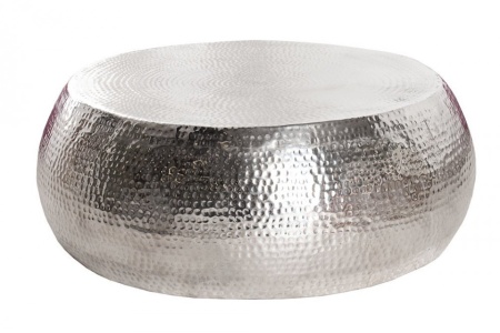 Handgemaakte salontafel ORIENT 80cm zilver hamerslag design - Img 5