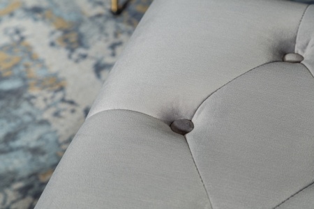 Hocker zilver grijs gecapitonneerd 80cm fluweel stof - Img 5