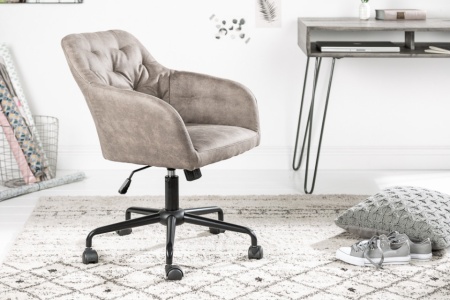 In hoogte verstelbare bureaustoel taupe met quilting - Img 3