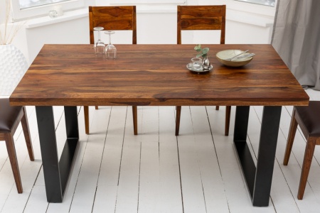 Industrial Design Massieve eettafel 140 cm Sheesham stone finish - Img 5