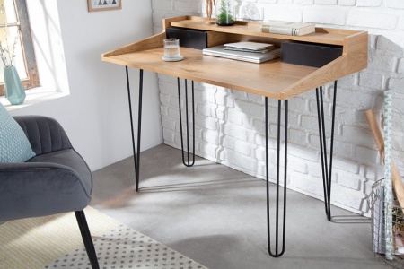 Industrieel bureau STUDIO 110 cm eiken-look laptoptafel met haarspeldpoten - Img 3